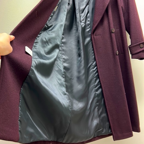 Vintage Stephanie Matthews Wool Coat Long Dark Purple Eggplant with Sc… - Picture 6 of 15